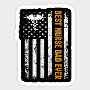 Vintage USA Best Nurse Dad Ever American Flag Fathers Day Sticker